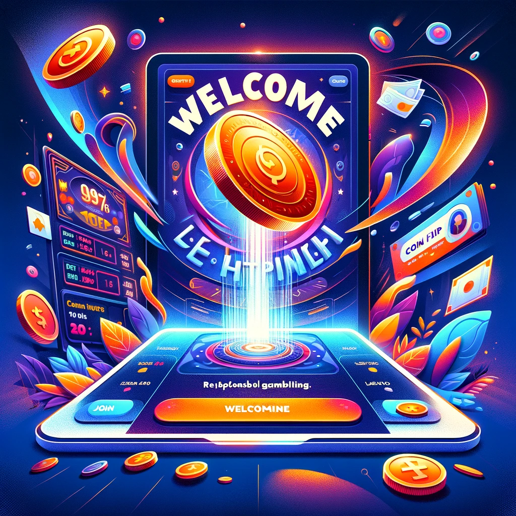 The image captures the excitement of joining the CoinFlip game on BetFury, blending the thrill of luck and strategy with the important message of playing responsibly. It invites players to test their fate in a vibrant and positive gaming environment.