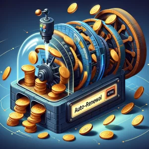 Here's the image that visualizes BetFury's Auto-Subscription feature, highlighting the continuous and automatic renewal of staking contracts for a steady flow of rewards.