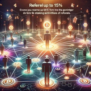 Here's the image that portrays the BetFury referral program, emphasizing the potential earnings from referrals and the significance of BFG tokens in enhancing those earnings.