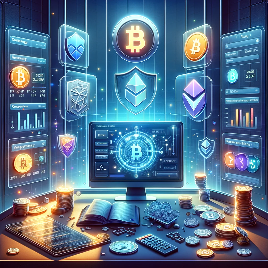 The image captures BetFury's user-friendly interface and strong security measures, making it an appealing choice for both seasoned gamblers and newcomers to the world of crypto staking. It showcases a sleek interface that highlights the platform's ease of use, with visual elements like secure locks and encrypted codes representing robust security. The transparency of operations is illustrated through clear, open visuals, and the diversity in supported cryptocurrencies is emphasized with icons for various digital assets, suggesting the freedom to stake your preferred currencies. This scene conveys trust, security, and inclusivity, positioning BetFury as an ideal platform for enhancing investment strategies in the crypto gambling domain.