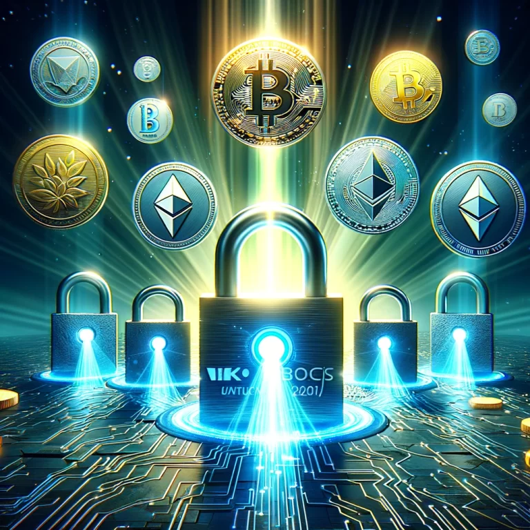 Here's the feature image visualizing the concept of unlocking the power of crypto staking on BetFury. It captures the essence of popular cryptocurrencies and the potential for significant earnings, complete with the imagery of digital locks opening to reveal glowing coins and the BetFury logo prominently displayed. This should effectively convey the innovative and rewarding aspect of crypto staking on the platform.